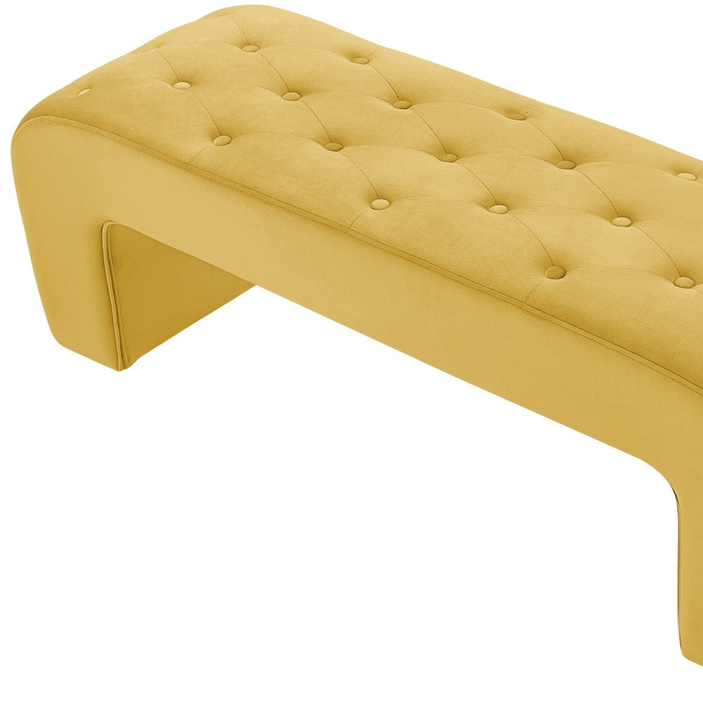 16" Yellow Upholstered Upholstery Bedroom Bench