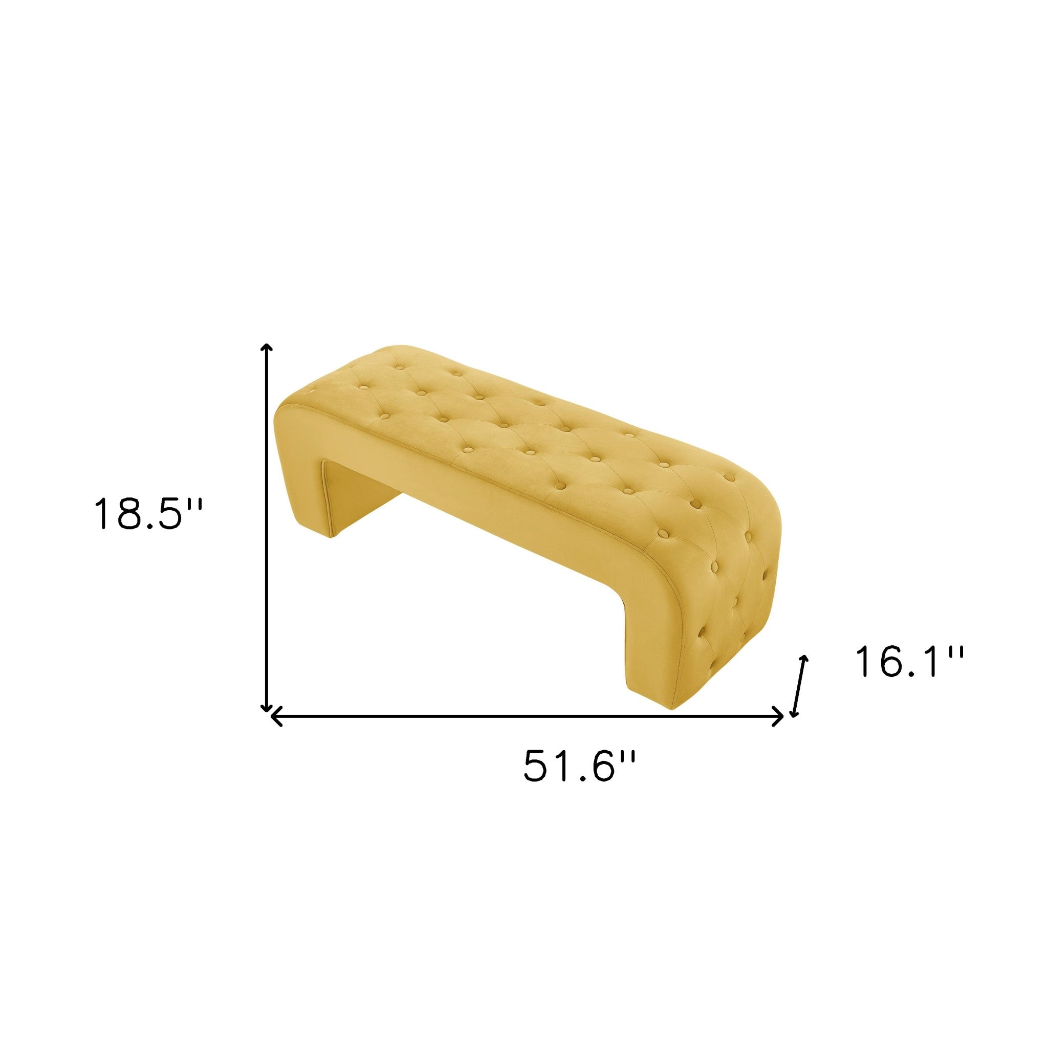 16" Yellow Upholstered Upholstery Bedroom Bench