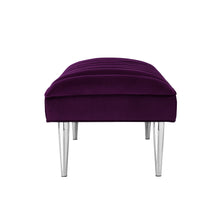 Purple And Silver Upholstered Velvet Bench 53
