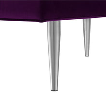 Purple And Silver Upholstered Velvet Bench 53