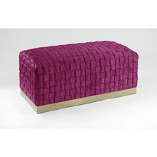 Fuchsia And Gold Upholstered Velvet Bench 40