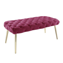 Fuchsia And Gold Upholstered Velvet Bench 48