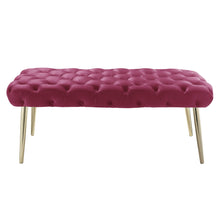 Fuchsia And Gold Upholstered Velvet Bench 48