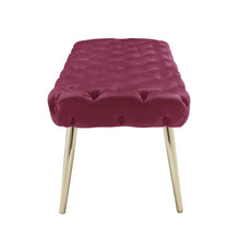 Fuchsia And Gold Upholstered Velvet Bench 48