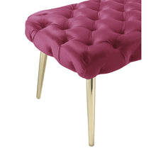 Fuchsia And Gold Upholstered Velvet Bench 48