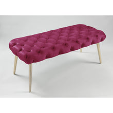 Fuchsia And Gold Upholstered Velvet Bench 48