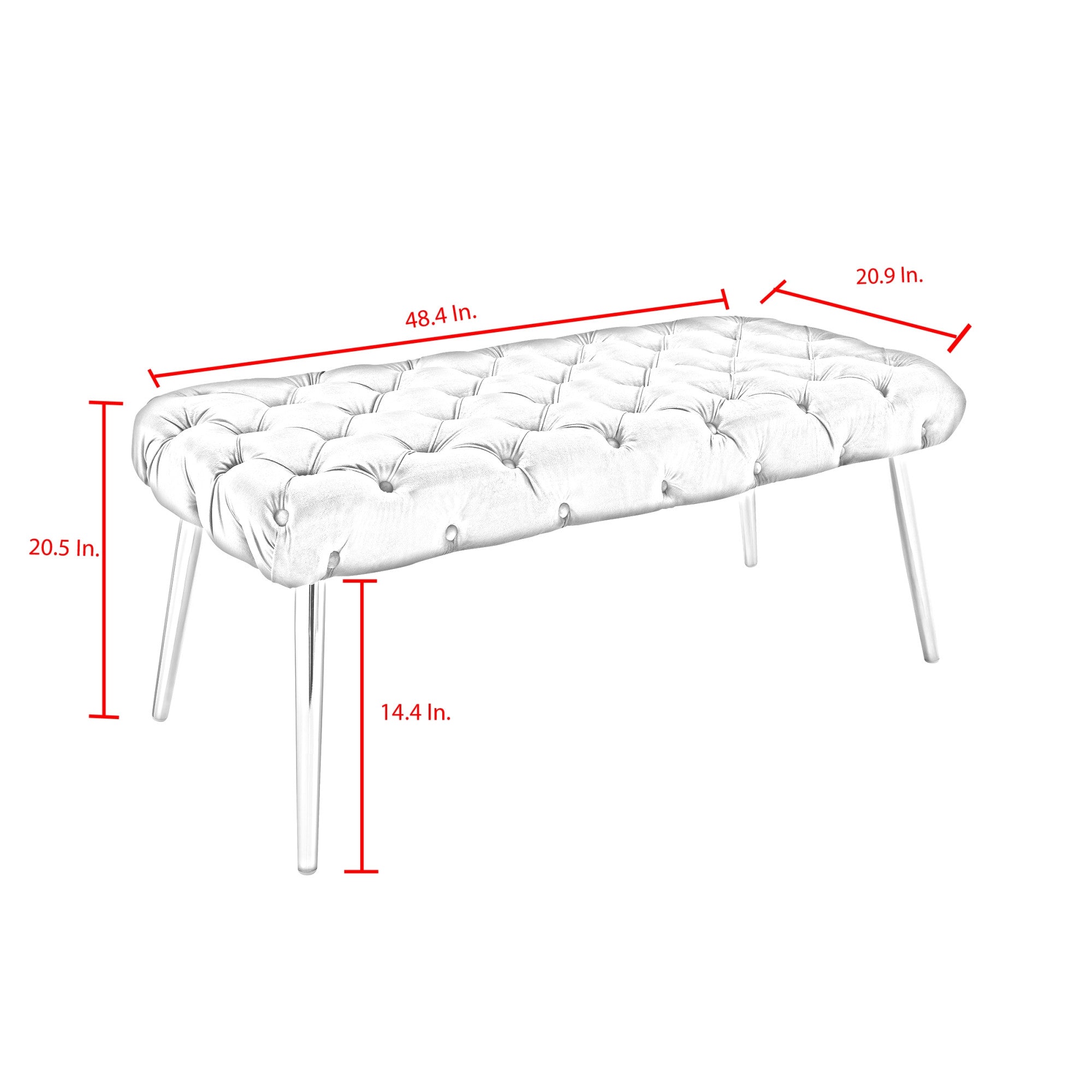 Fuchsia And Gold Upholstered Velvet Bench 48"