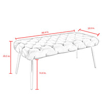 Fuchsia And Gold Upholstered Velvet Bench 48