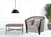 Beige And Black Barrel Chair 38