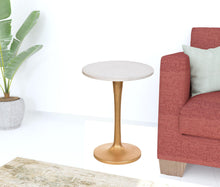 Gold And White Marble Round End Table 19