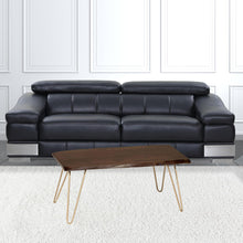 Mesa de centro rectangular de borde vivo de madera maciza marrón rústica y dorada de 42