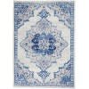 Ivory and Blue Medallion Area Rug - 5’ x 7’