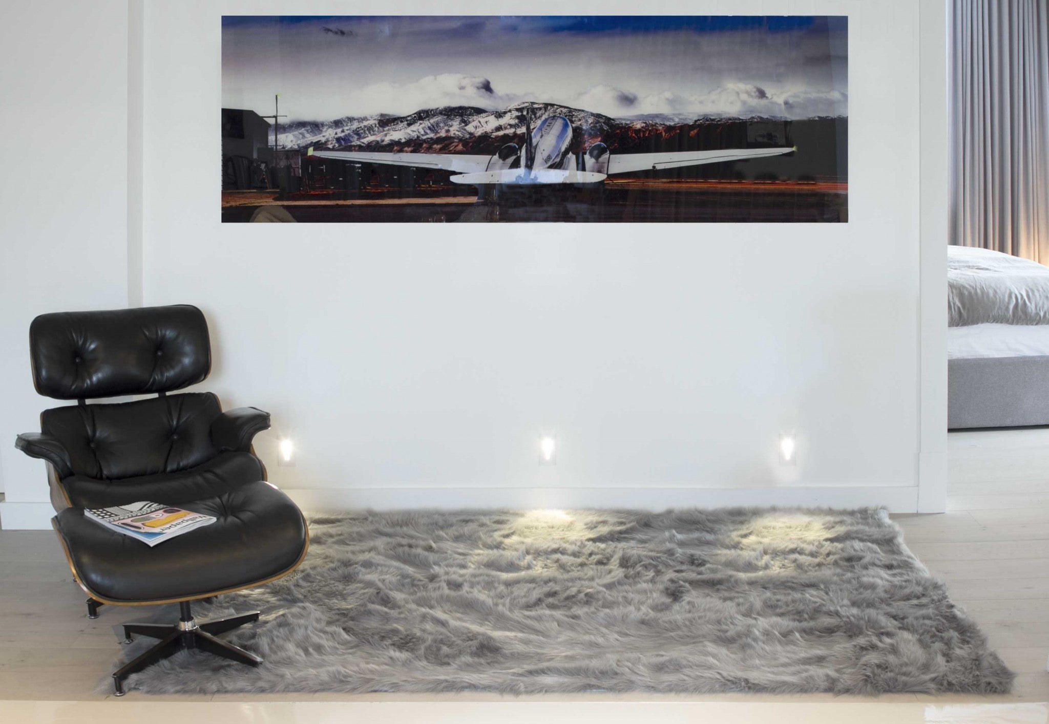 Gray Faux Sheepskin Area Rug - 5' x 8'