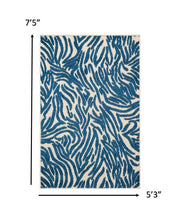 Navy Zebra Pattern Indoor Outdoor Area Rug - 5’ x 8’