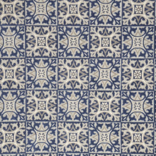 9' X 12' Blue Fleur De Lis Stain Resistant Non Skid Area Rug