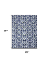 9' X 12' Blue Floral Stain Resistant Non Skid Area Rug