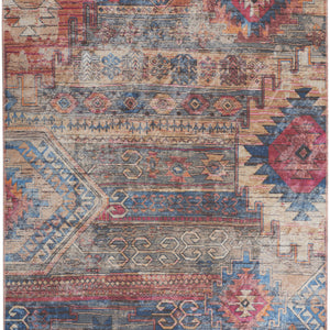 6' X 9' Multicolor Southwestern Distressed Washable Area Rug
