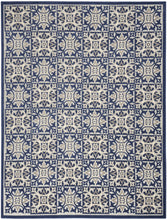 5' X 8' Blue Fleur De Lis Stain Resistant Non Skid Area Rug