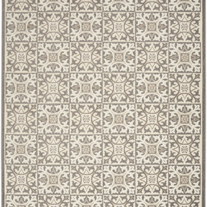 4' X 6' Ivory And Grey Fleur De Lis Stain Resistant Non Skid Area Rug