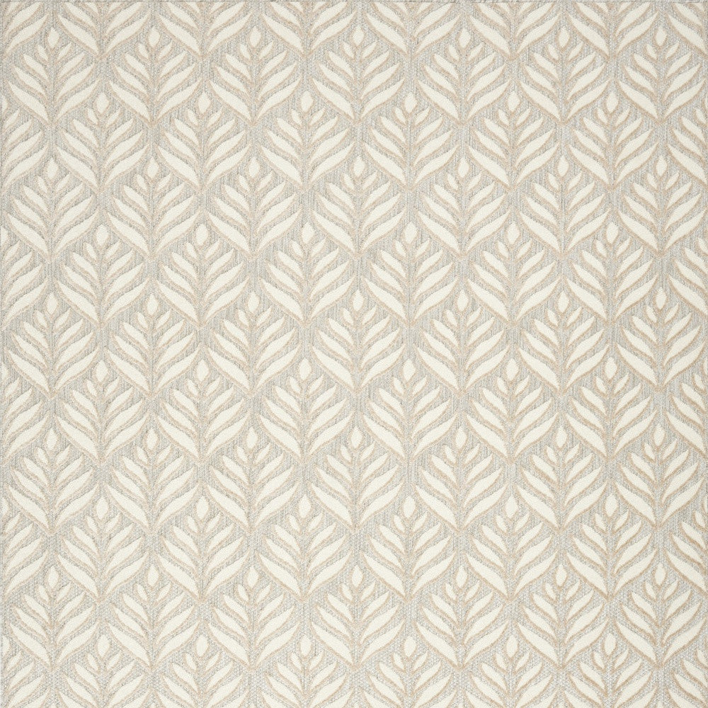 8' X 11' Ivory And Grey Floral Stain Resistant Non Skid Area Rug