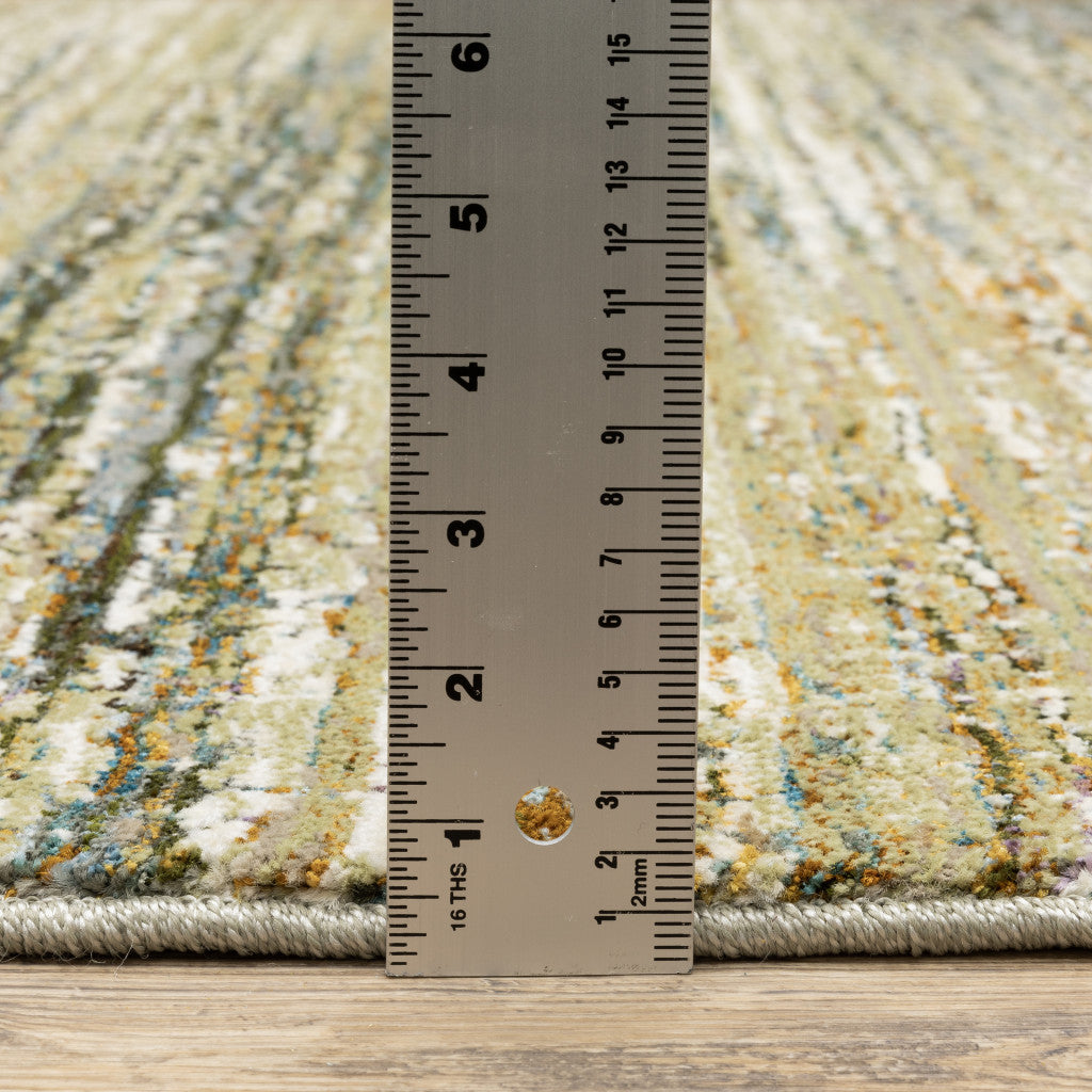 Gold Grey Tan Blue Green And Brown Abstract Power Loom Stain Resistant Area Rug - 2' x 3'