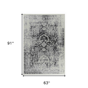 5' X 8' Black Oriental Area Rug