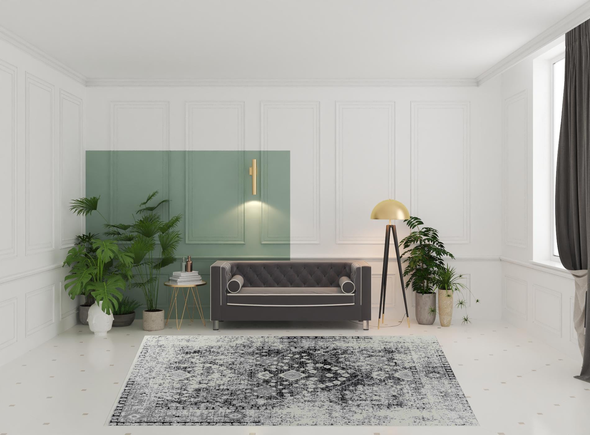 8' X 11' Black Oriental Area Rug