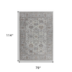 7' X 10' Grey Oriental Area Rug