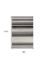 7' X 10' Beige Striped Area Rug