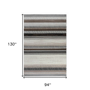 8' X 11' Beige Striped Area Rug