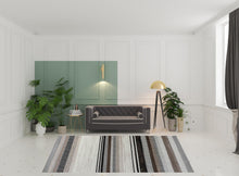 8' X 11' Beige Striped Area Rug