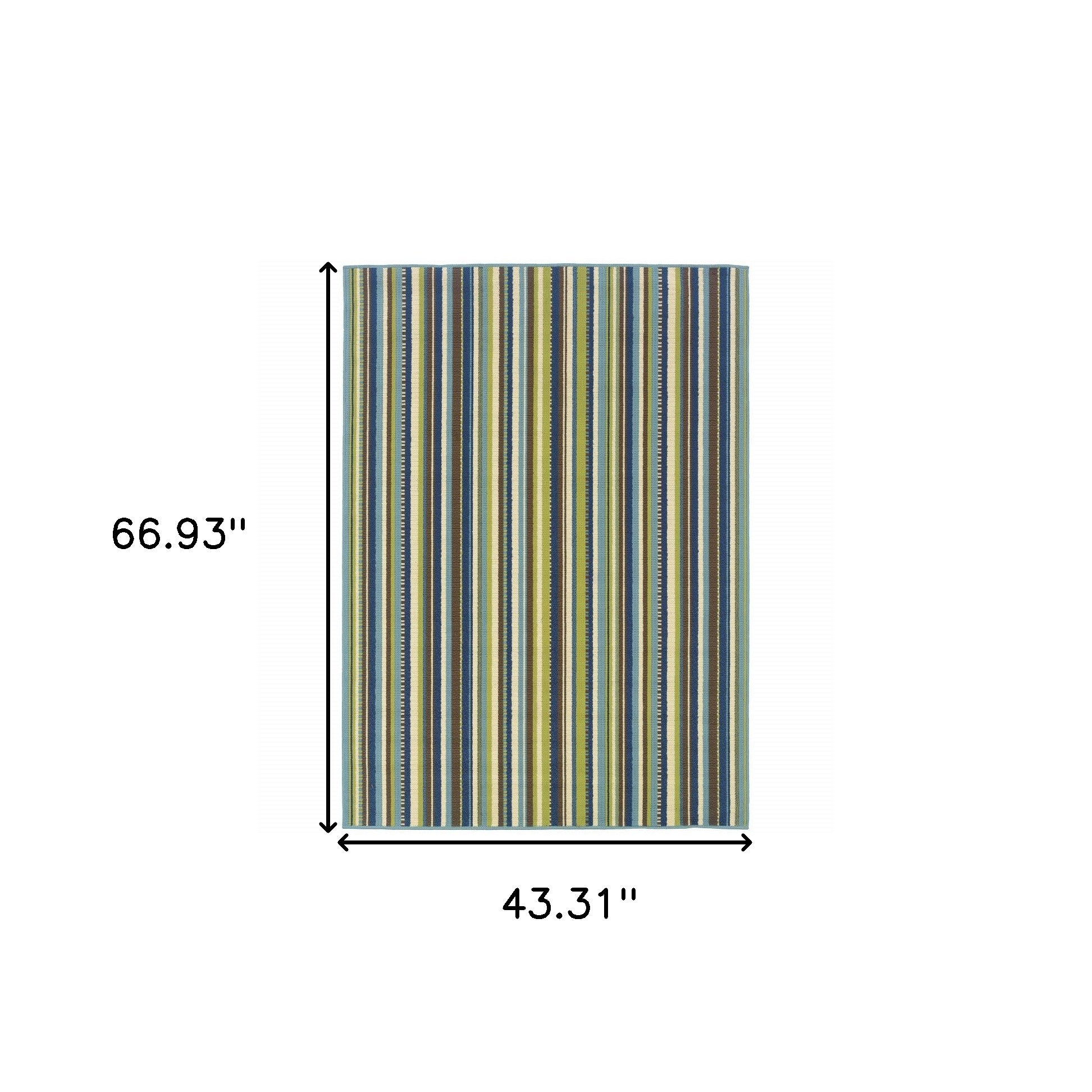4' X 6' Blue Striped Stain Resistant Indoor Outdoor Area Rug