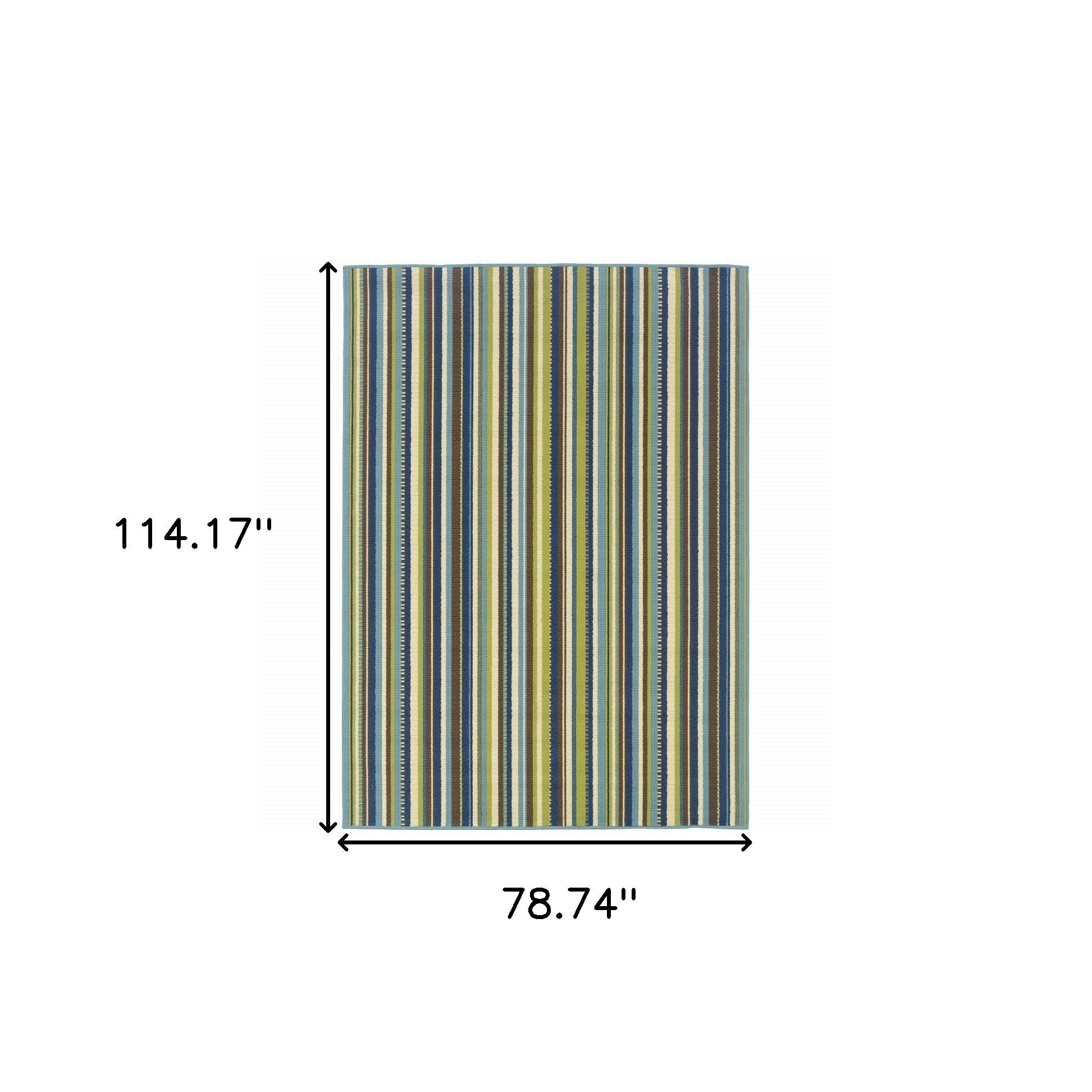 6' X 9' Blue Striped Stain Resistant Indoor Outdoor Area Rug