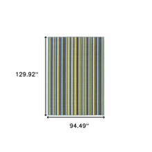 Blue Striped Stain Resistant Indoor Outdoor Area Rug - 8' x 11'