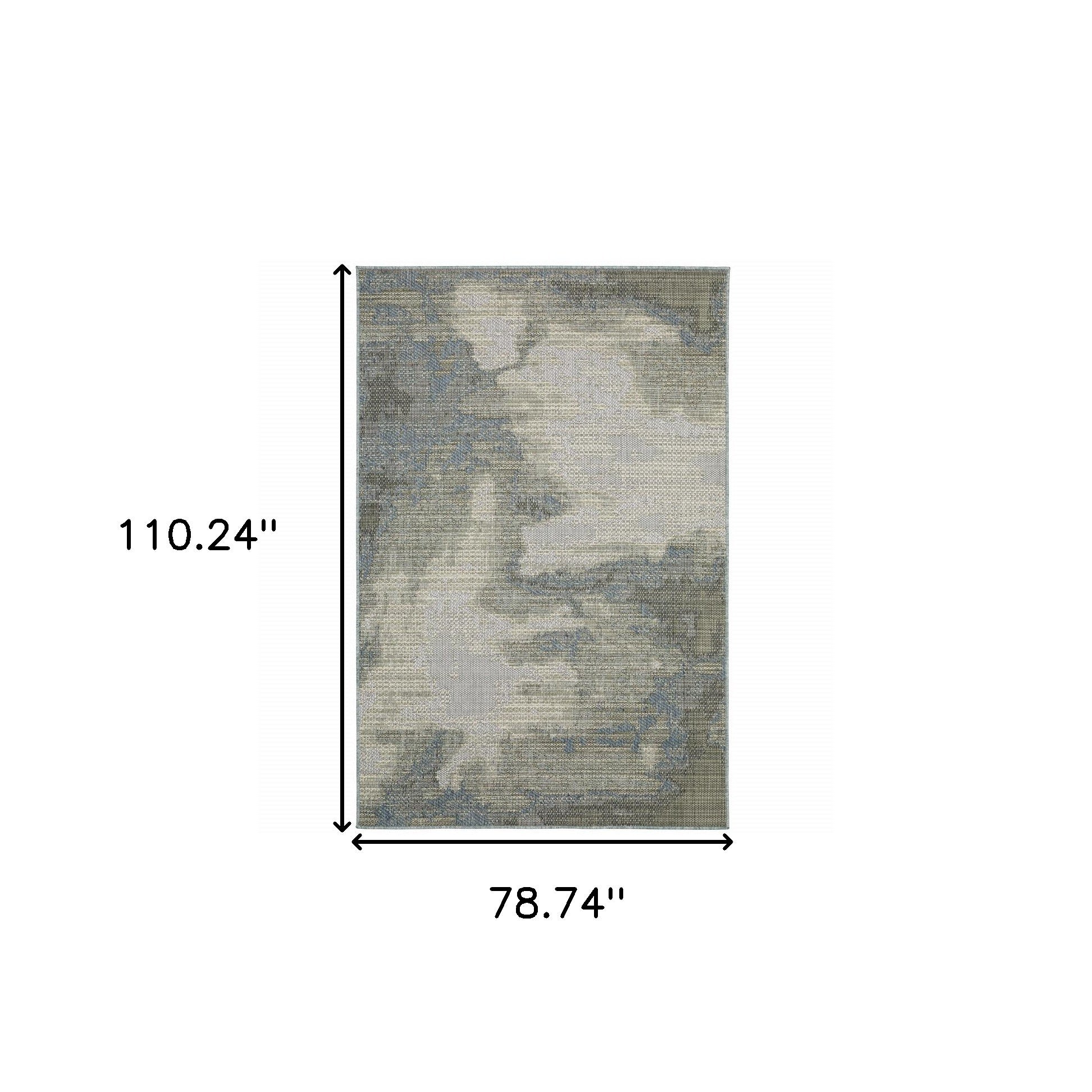 6' X 9' Grey Abstract Stain Resistant Indoor Outdoor Area Rug