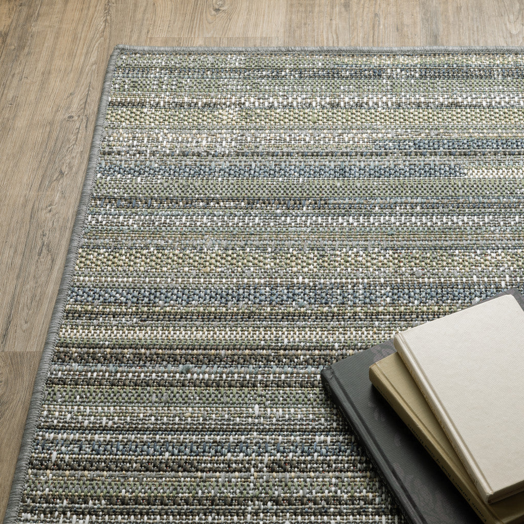 2' X 8' Blue Abstract Stain Resistant Indoor Outdoor Area Rug