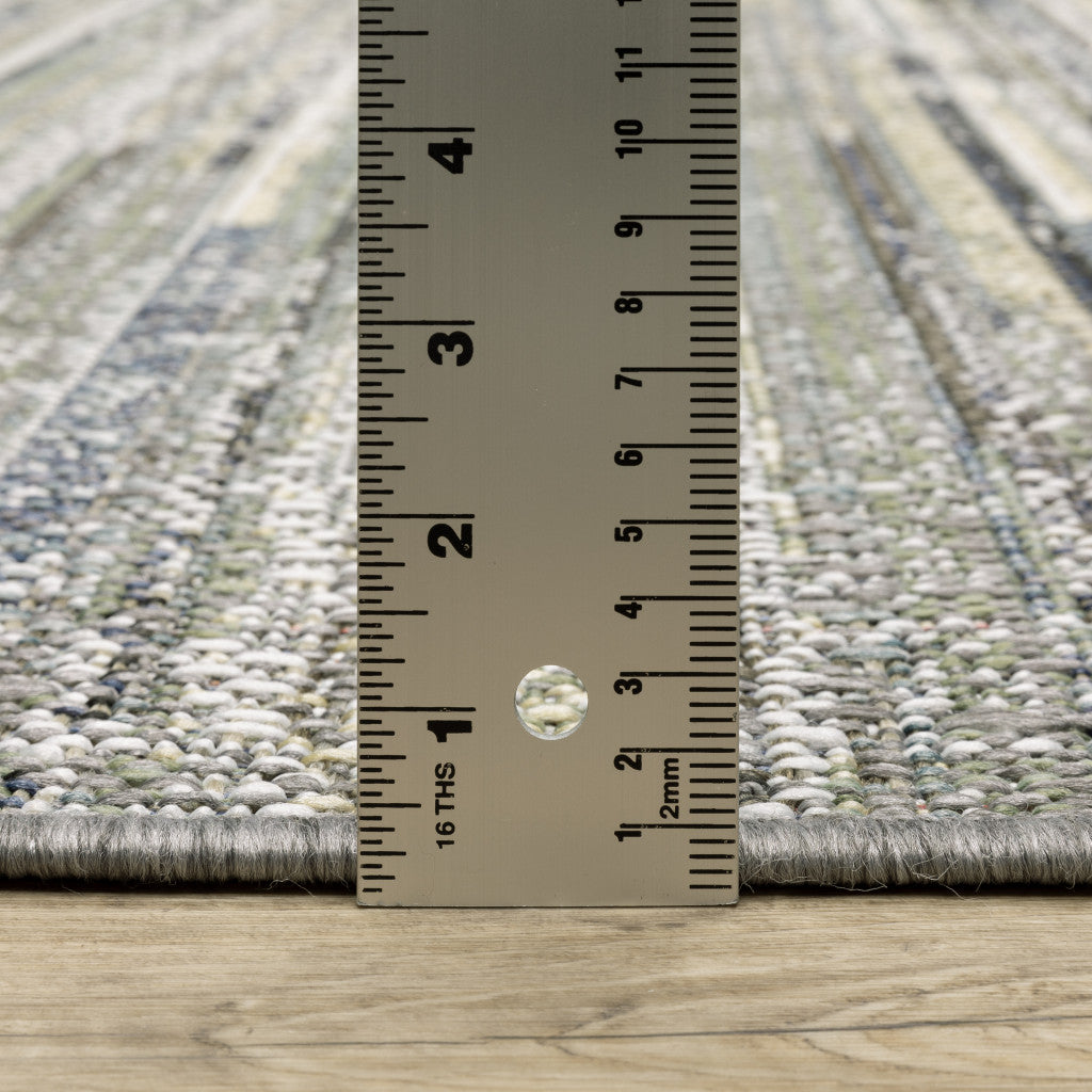 2' X 8' Blue Abstract Stain Resistant Indoor Outdoor Area Rug