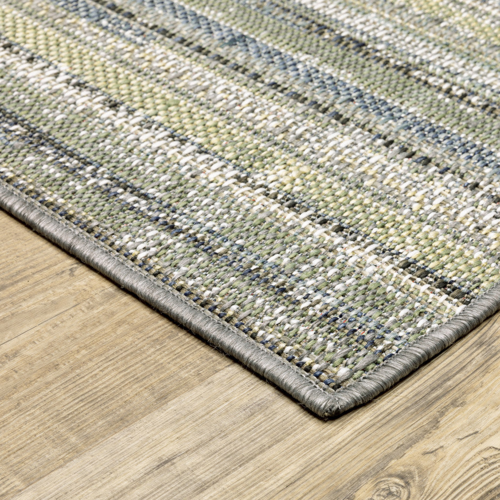 5' X 8' Blue Abstract Stain Resistant Indoor Outdoor Area Rug