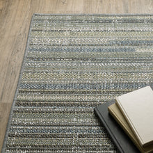 6' X 9' Blue Abstract Stain Resistant Indoor Outdoor Area Rug