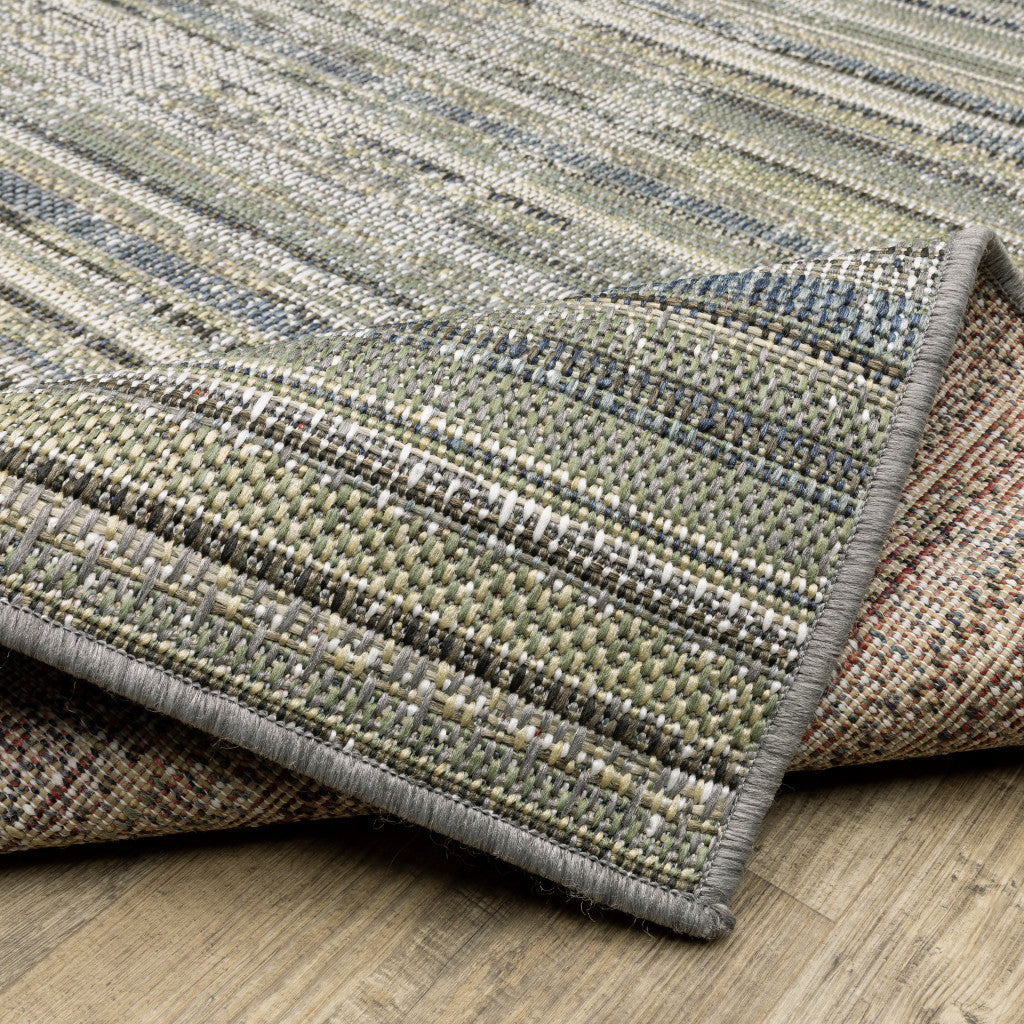 6' X 9' Blue Abstract Stain Resistant Indoor Outdoor Area Rug