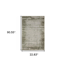 2' X 8' Green Abstract Stain Resistant Indoor Outdoor Area Rug