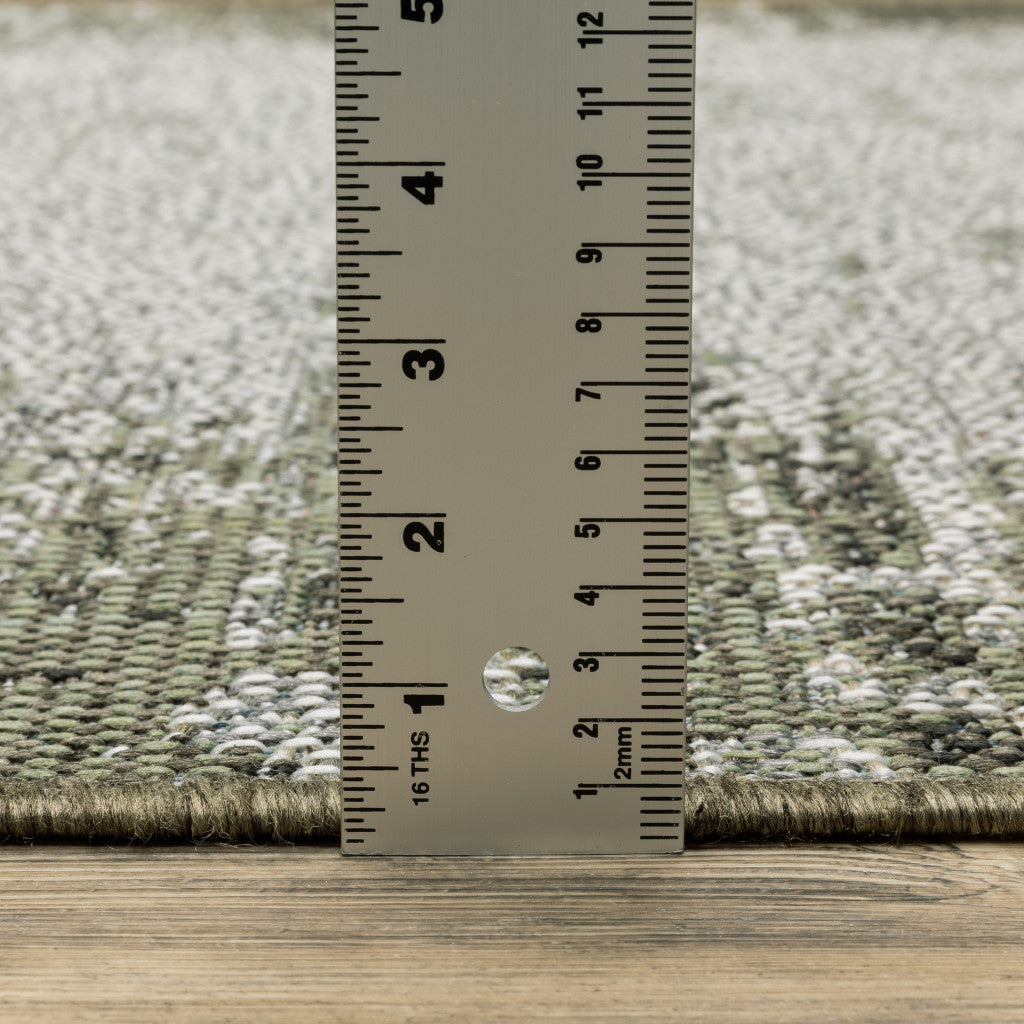 2' X 8' Green Abstract Stain Resistant Indoor Outdoor Area Rug