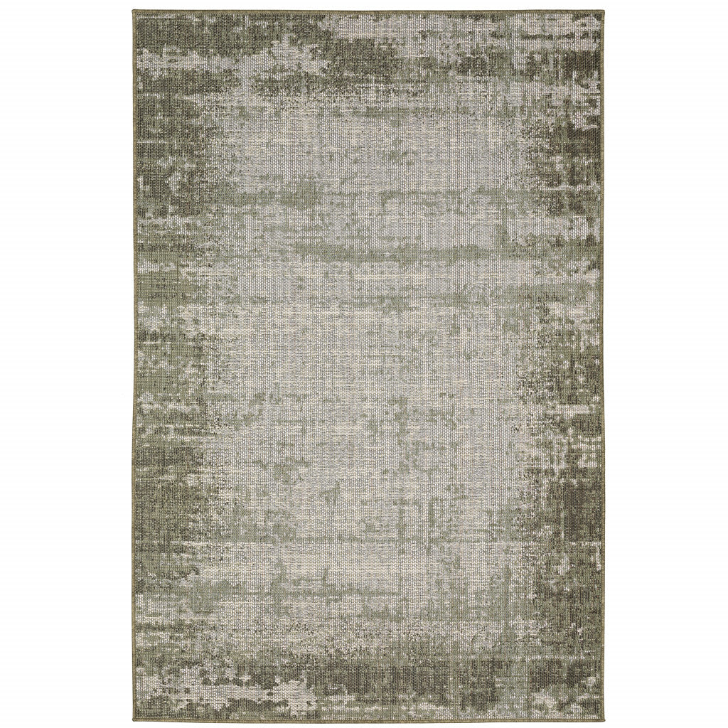 6' X 9' Green Abstract Stain Resistant Indoor Outdoor Area Rug