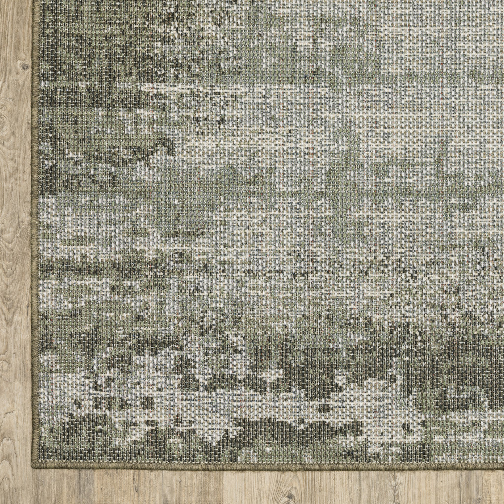 6' X 9' Green Abstract Stain Resistant Indoor Outdoor Area Rug