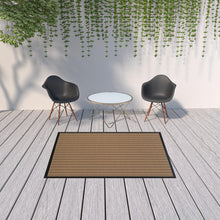 5' X 8' Beige Geometric Stain Resistant Indoor Outdoor Area Rug