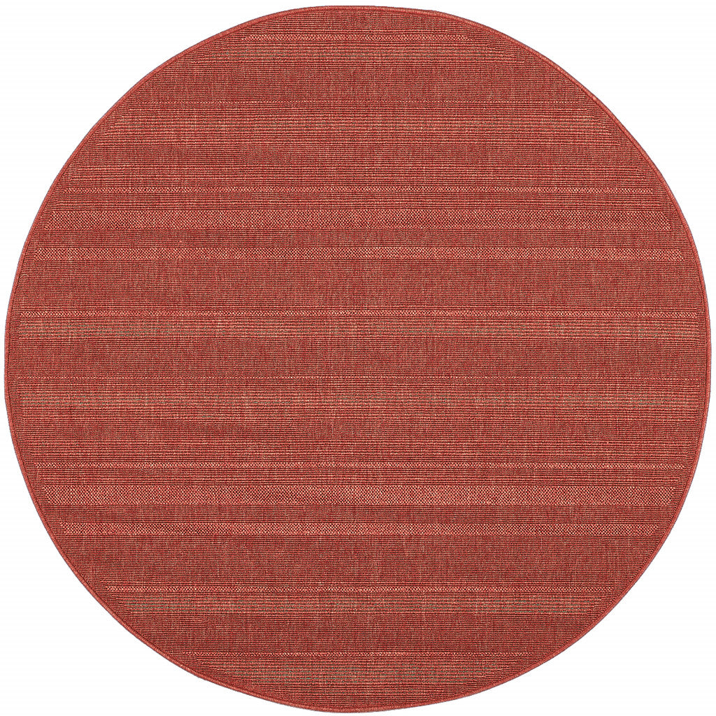 8' Red Round Stain Resistant Indoor Outdoor Area Rug