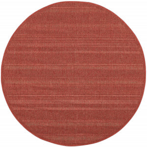 8' Red Round Stain Resistant Indoor Outdoor Area Rug