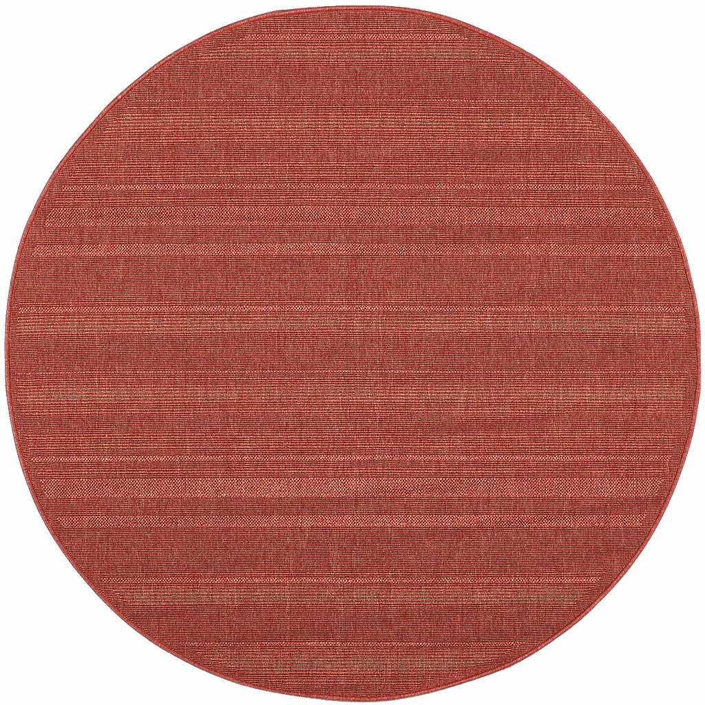 8' Red Round Stain Resistant Indoor Outdoor Area Rug