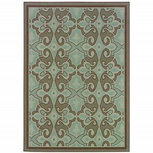 2' X 4' Blue Oriental Stain Resistant Indoor Outdoor Area Rug