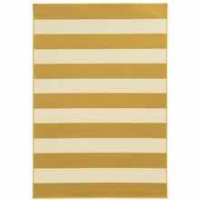 3' X 5' Gold Geometric Stain Resistant Indoor Outdoor Area Rug